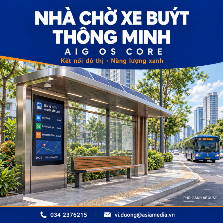 Nhà chờ xe buýt thông minh AIG OS CORE – 9 mẫu cho đô thị hiện đại